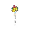 Porta-credencial retráctil de doble cuenta de silicona Clip de insignia giratorio de fieltro navideño Cordón retráctil médico Venta al por mayor