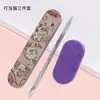 Herramientas para decoración de uñas, taladro de cristal de tres piezas, bloque de tofu ovalado, lima de patrón lindo de doble cara, herramientas para decoración de uñas