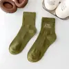 Meias Curtas Estilo Japonês Vintage Estilo Ferramenta Ins Esportivas Versátil Cor Sólida Estampa Quente Meias com Letra Moda Masculina e Feminina Meias de Algodão