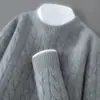 Suéter 100% Lana Pura para Hombre Cuello Redondo Pulóver Suéter Engrosado Casual de Negocios Holgado Cachemir Tejido Capa Base