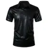 Verão 2025 Novo Exportação Amazon Roupas Masculinas Tendência Beleza Listra Estampado Hot Stamping Camisa Polo de Manga Curta