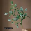 Plantas Verdes Simuladas, Folhas de Banyan Alpino, Galhos Pequenos, Folhas de Eucalipto, Arranjos de Flores em Vaso, Paisagismo de Jardim Externo, Galhos Falsos