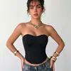 Moda Europeia e Americana Malha Semi-Transparente Respirável Espartilho Preto Sem Alças Modelador de Corpo Cropped Costas Abertas Top Hot Girl