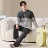 Pijamas de Algodón al por Mayor con Almohadillas en el Pecho para Parejas, Conjunto de Dos Piezas de Ropa de Casa de Dibujos Animados para Primavera y Otoño para Mujer, Una Pieza Envío Directo