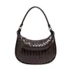 Bolso de media luna retro de moda, diseño simple, tejido a mano, para hombro, debajo del brazo, para el trabajo