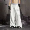 Calça casual de cintura dupla para homens, estilo americano cleanfit, design com estampa de letras, corte solto, calça de moletom larga para dança de rua Jazz