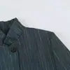 Ropa de mujer transfronteriza 2026 Moda europea y americana casual irregular solapa diagonal mezcla de lino traje a rayas para mujer B483173