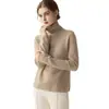 Nuevo suéter de cachemira de cuello alto para otoño e invierno para mujer, camiseta básica de punto ajustada, suéter de cachemira de manga larga
