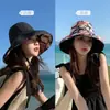 Sombrero Floral de Doble Cara Estilo Japonés para Mujer, Sombrero de Pescador de Algodón y Lino de Ala Ancha para Cubrir el Rostro en Verano, Sombrero para el Sol con Protección UV