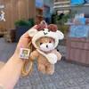 Adorable Cabeza de Oso de Dibujos Animados Llavero de Felpa Estilo Pareja Bolso Cruzado Oso de Peluche Bolsa de Muñeca Colgante Pequeño de Felpa