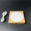 Tela de toque LED base de madeira maciça iluminada sem fio redondo DIY ornamento de luz noturna acrílico cristal display pad de luz