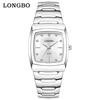 Reloj de Pareja con Correa de Acero con Incrustaciones de Diamantes LONGBO Productos Genuinos Explosiones de Comercio Exterior Sencillo Casual Resistente al Agua Reloj de Cuarzo para Hombre y Mujer