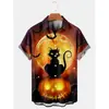 Nueva camisa 3D de manga corta transfronteriza Camisa estampada de Halloween Suelta para fiesta Camisa para hombre Europa y Estados Unidos DIY para figura