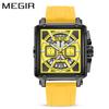 2023 nuevo reloj para hombre Megel Reloj de cuarzo deportivo luminoso impermeable cuadrado de moda cronógrafo multifunción