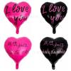Globo de aluminio de 18 pulgadas con estampado de corazón de melocotón LOVE Día de San Valentín confesión TE AMO en forma de corazón impreso negro al por mayor