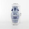 Vaso Azul e Branco com Caractere Feliz de Jingdezhen Decorações de Porcelana Azul e Branca para Sala de Estar de Casa Porcelana para Arranjo de Flores Ornamentos Cerâmicos Estilo Chinês