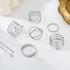 Conjunto de anillo geométrico ins personalizado retro europeo y americano, pulsera de aleación simple europea y americana, conjunto de seis piezas, joyería femenina al por mayor