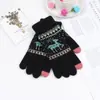 Luvas de lã tricotadas com toque quente estilo coreano para outono e inverno, femininas, com estampa de alce da moda, estilo casal de Natal, adulto