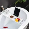 Prateleira de Armazenamento para Banheira, Retrátil e Drenável, Placa de Armazenamento Transparente para Banheiro para Imersão, Prateleira de Armazenamento Doméstica Multifuncional que Pode Drenar Água