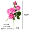Flor Artificial Rosa de Terciopelo de 5 Cabezas Estilo Francés Ramo de Flores de Seda Ramo de Boda Flor Artificial Decoración del Hogar Adorno Transfronterizo