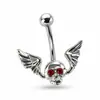 E-commerce transfronteiriço anel de umbigo com caveira rosa e diamante prego de umbigo para festa de Halloween joia para piercing no umbigo