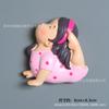 Copyright 3D creativo lindo caricatura niña pequeña gordita yoga resina pegatinas para refrigerador pegatinas decoración del hogar fabricantes en venta