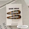 Un Par de Elegantes Pinzas para el Cabello con Estampado de Leopardo, Goteo de Aceite y Forma de Gota de Agua, Nuevas y Lindas Pinzas Ovaladas de Colores para Niñas