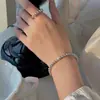 Pulseira Elástica de Zircônia Pérola Shijia para Mulheres, Pulseira Simples de Cubo de Açúcar de Alta Qualidade, Joias Elegantes de Luxo Leve, Atacado