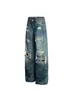 2025 Nuevos Pantalones Retro Desgastados Sucios Azules Lavados de Pierna Ancha Scimitar Holgados para Hombres y Mujeres