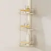 Huazhen Rack de Armazenamento de Ferro-Madeira Pendurado de Múltiplas Camadas para Chão Sem Furos Porta-Papel Toalha Banheiro Rack de Armazenamento para Banheiro