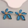 Europa y Estados Unidos nueva moda personalidad temperamento creativo transfronterizo pendientes de flor de aceite pendientes exagerados de punto de onda de aleación para mujeres