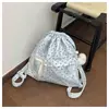 Mochila con Cordón de Gran Capacidad Nueva 2026, Estilo Coreano de Lunares Transparente Linda Versátil para Mujer