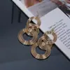 Pendiente Largo Geométrico Circular Metálico Exagerado Europeo y Americano Pendiente de Gota Personalizado Simple Atmosférico Temperamento Pendiente de Gota de Lujo Ligero