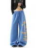 Pantalones de Chándal con Bloques de Color y Estampado de Letras Streetwear para Hombre Otoño Hip Hop Americano Pantalones de Baile Jazz Marca de Moda Sueltos Pierna Ancha Largos