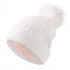 Gorro de punto cálido con pompón de color europeo y americano, giro de diamante, nuevo para invierno, gorro de lana nuevo para mujer