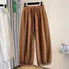 Calças cropped de algodão e linho bordadas para mulheres, calças casuais de cintura alta vintage de verão, calças de perna larga soltas e modeladoras de nove pontos, leves