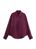 ZA comercio exterior 2020 primavera y otoño nuevo estilo europeo y americano para mujer solapa fila de botones dorados textura de satén de seda camisa