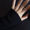 Anillo Plata roto dos rotos cortado con cuentas Piedra Super Brillante femenino apertura ajustable simple estilo frío nicho alta sensación