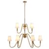 Lustre nórdico americano, rural pastoral moderno simples sala de jantar sala de estar quarto estudo tecido de linho 9 cabeças penduradas