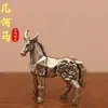 Caballo Geométrico Nórdico Artesanía Creativa de Latón Puro Figura de Animal Decoración para Hogar Sala de Estar Oficina Escritorio Regalo