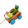 Venta caliente rana conejo de madera coche de arrastre rompecabezas de explosión animal coche de arrastre juguetes creativos de tambor de madera al por mayor