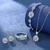 Amazon Comercio Exterior Azul Rojo Amarillo Verde Morado Blanco Piedra Preciosa Zirconia Conjunto de Collar Anillo Pendientes para Mujer