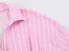 Camisa casual holgada de manga larga a rayas para mujer, estilo europeo y americano, otoño 2026 11459