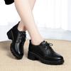 Zapatos de cuero con cordones para mujer primavera y otoño 2021 nuevos cuero suave suela suave boca profunda zapatos de una sola capa plataforma negra zapatos de plataforma para mujer