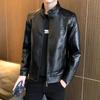 Abrigo de cuero con cuello alto para hombre, gabardina casual de cuero PU, chaqueta, atuendo transfronterizo engrosado de terciopelo para Primavera Otoño Invierno