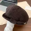 Sombrero Bombín de Ala Ancha con Hebilla Metálica Dulce Japonés para Mujer Otoño Invierno Moda Retro Versátil Boina Sombrero Octagonal