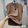 Chaleco de verano nuevo para hombre, camiseta sin mangas holgada y transpirable con hombros anchos, chaleco americano de cuello redondo de color sólido pesado, moderno