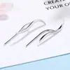 Xiaoyinjia plata de ley s925 hilo flotante caligrafía simple estilo europeo y americano clip para oreja aretes de diseñador israelí para mujer