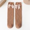Calcetines para niños, primavera y otoño, para niñas, princesas, doble aguja, lazo blanco y negro, medias de longitud media, calcetines para niños, calcetines de estilo extranjero para estudiantes.