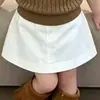 Estilo Coreano 2026 Verano Nuevo Top de Punto Retorcido con Cuello Polo Manga Corta Estilo Academia para Niñas Falda Blanca de Corte A
